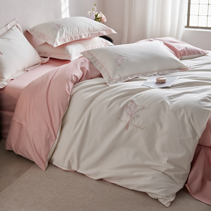 91家纺网 家纺一手货源 找家纺 （总）千朵森 2025新款A类长绒棉刺绣四件套-悠悠芳草