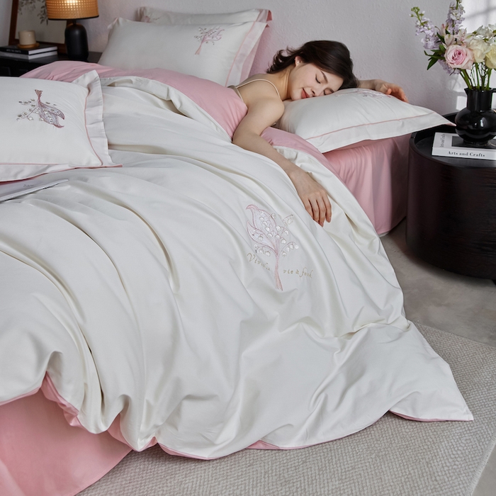 91家纺网 家纺一手货源 找家纺 （总）千朵森 2025新款A类长绒棉刺绣四件套-悠悠芳草