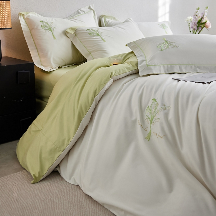 91家纺网 家纺一手货源 找家纺 千朵森 2025新款A类长绒棉刺绣四件套-悠悠芳草 悠悠芳草—绿