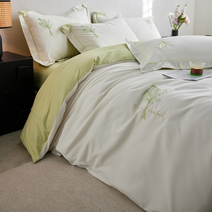 91家纺网 家纺一手货源 找家纺 千朵森 2025新款A类长绒棉刺绣四件套-悠悠芳草 悠悠芳草—绿