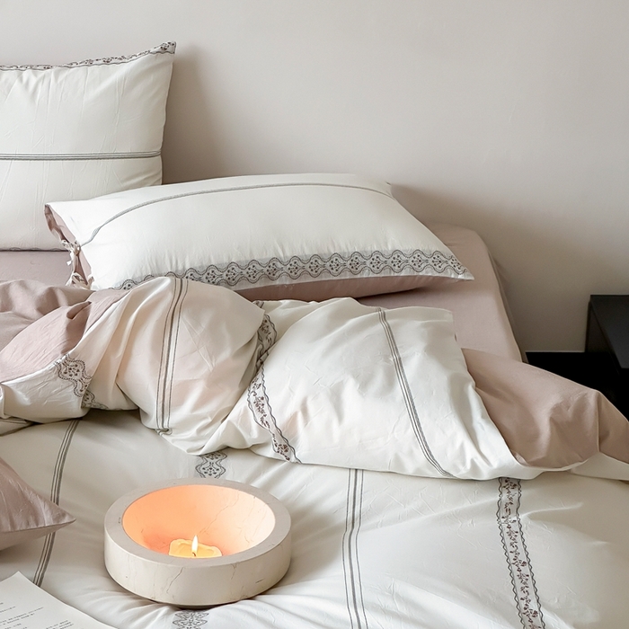 91家纺网 家纺一手货源 找家纺 旷野2025新款全棉A类色织提花四件套 邂逅-杏仁咖