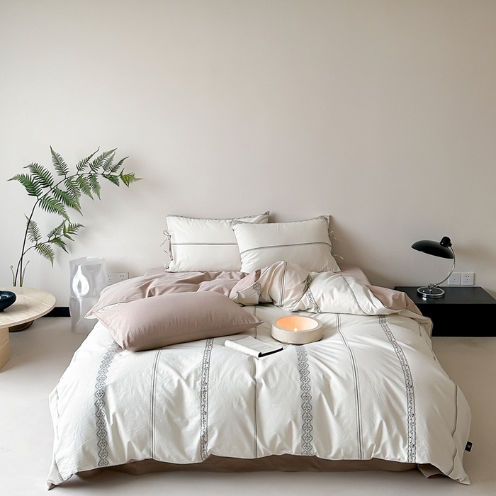 旷野2025新款全棉A类色织提花四件套 邂逅-杏仁咖