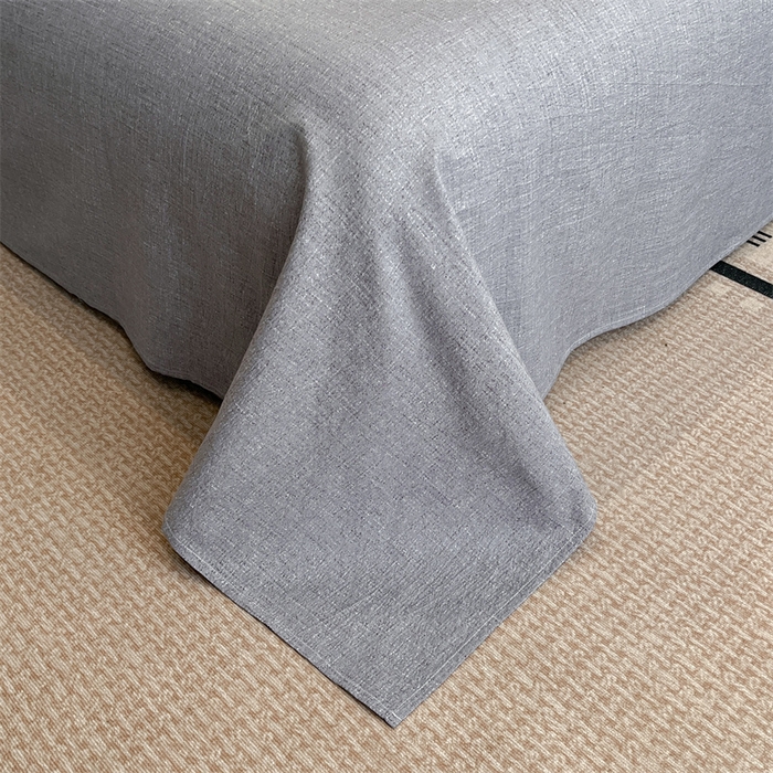 91家纺网 家纺一手货源 找家纺 梦舒羽 2025新款原麻纽扣四件套加厚被套床单宿舍双人床仿亚麻套件 花之舞