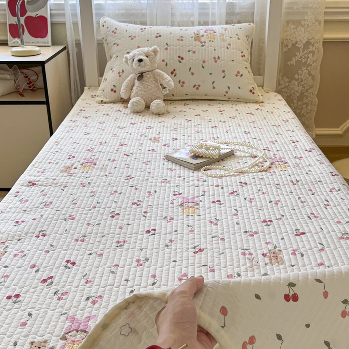 91家纺网 家纺一手货源 找家纺 舒居家纺 2025新款学生高温酵素砂洗双面全棉纯棉床盖 花季少女