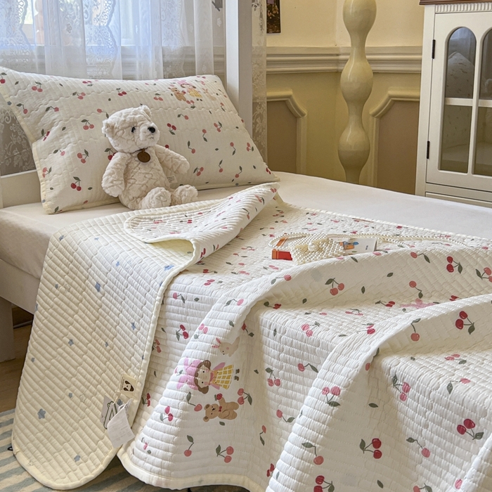 91家纺网 家纺一手货源 找家纺 舒居家纺 2025新款学生高温酵素砂洗双面全棉纯棉床盖 花季少女