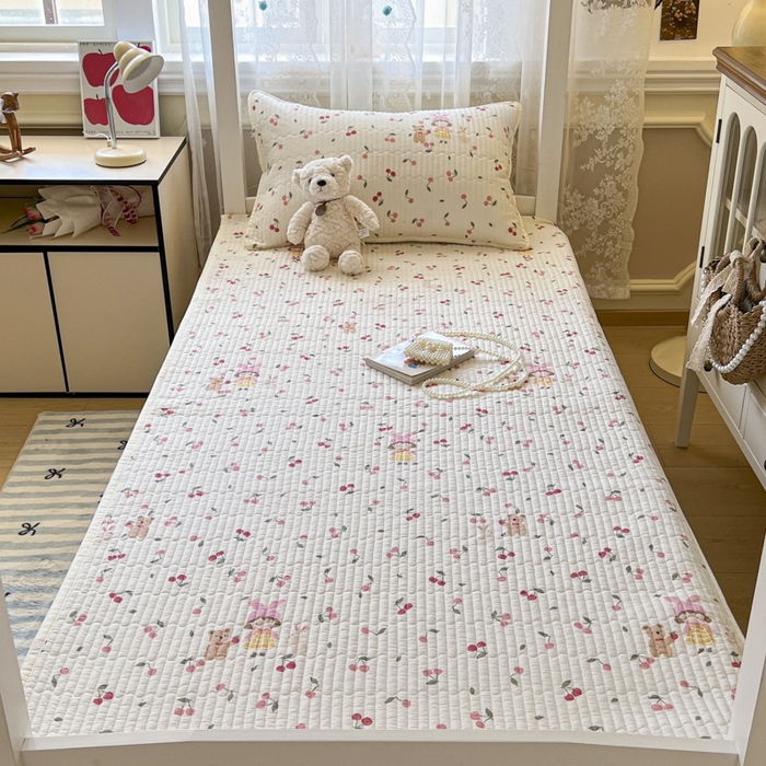 91家纺网 家纺一手货源 找家纺 舒居家纺 2025新款学生高温酵素砂洗双面全棉纯棉床盖 花季少女