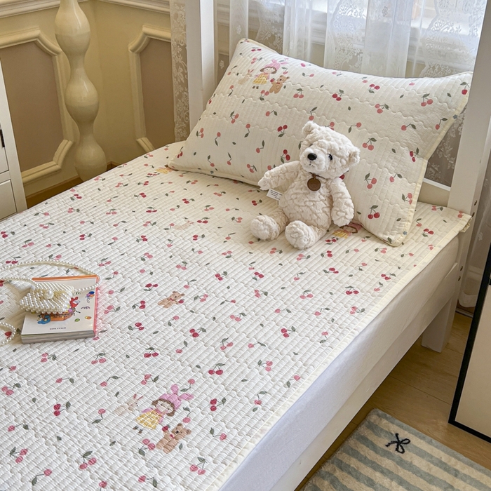 91家纺网 家纺一手货源 找家纺 舒居家纺 2025新款学生高温酵素砂洗双面全棉纯棉床盖 花季少女