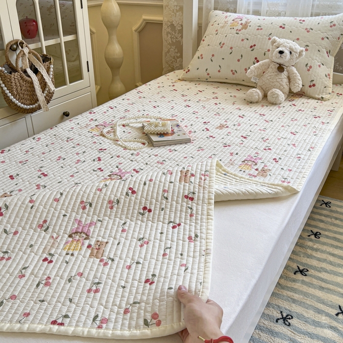 91家纺网 家纺一手货源 找家纺 舒居家纺 2025新款学生高温酵素砂洗双面全棉纯棉床盖 花季少女