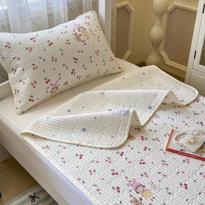 91家纺网 家纺一手货源 找家纺 舒居家纺 2025新款学生高温酵素砂洗双面全棉纯棉床盖 花季少女