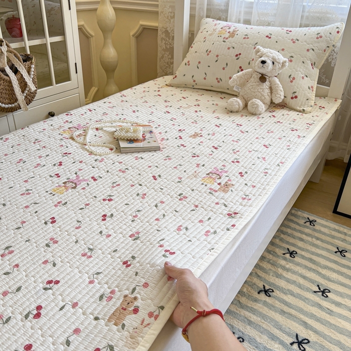 91家纺网 家纺一手货源 找家纺 舒居家纺 2025新款学生高温酵素砂洗双面全棉纯棉床盖 花季少女