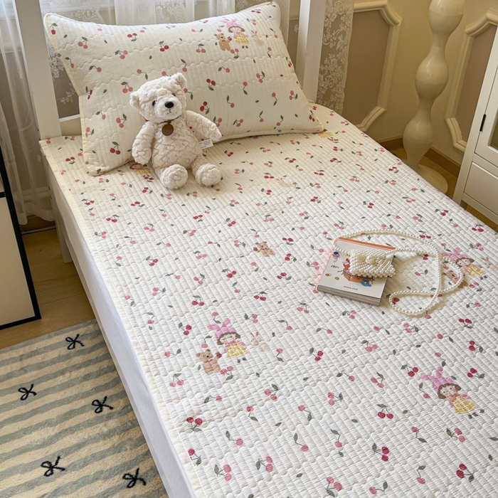 91家纺网 家纺一手货源 找家纺 舒居家纺 2025新款学生高温酵素砂洗双面全棉纯棉床盖 花季少女