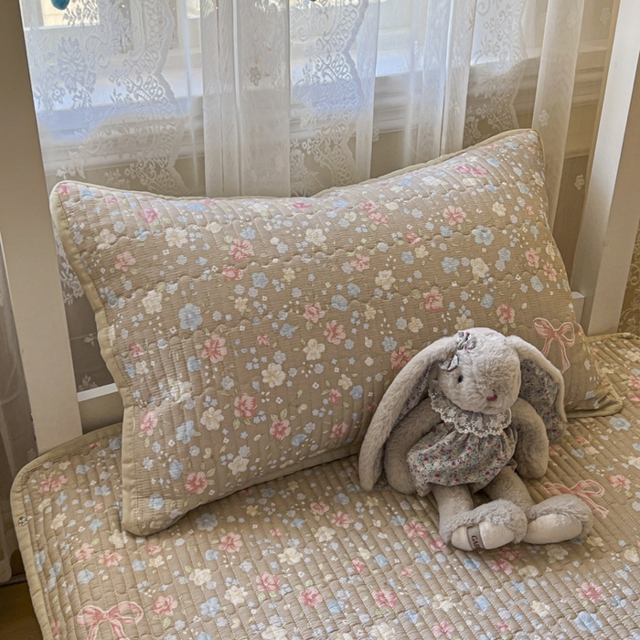 91家纺网 家纺一手货源 找家纺 舒居家纺 2025新款学生高温酵素砂洗双面全棉纯棉床盖 花开无声咖