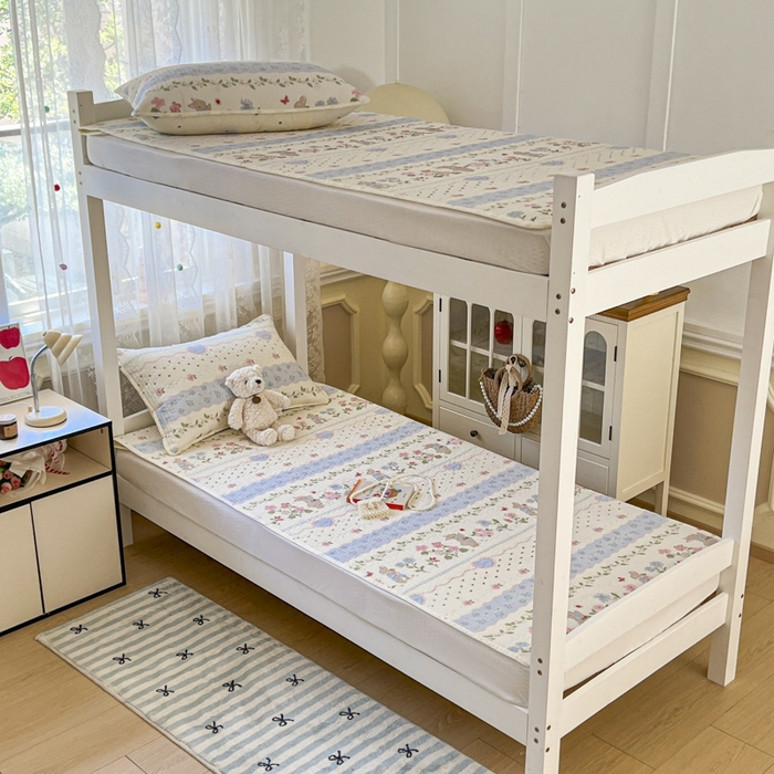 91家纺网 家纺一手货源 找家纺 舒居家纺 2025新款学生高温酵素砂洗双面全棉纯棉床盖 兔兔乐园