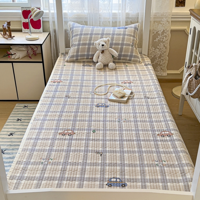 91家纺网 家纺一手货源 找家纺 舒居家纺 2025新款学生高温酵素砂洗双面全棉纯棉床盖 小汽车