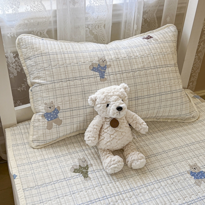 91家纺网 家纺一手货源 找家纺 舒居家纺 2025新款学生高温酵素砂洗双面全棉纯棉床盖 比利小熊