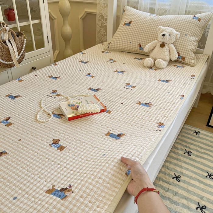 91家纺网 家纺一手货源 找家纺 舒居家纺 2025新款学生高温酵素砂洗双面全棉纯棉床盖 俏皮狗