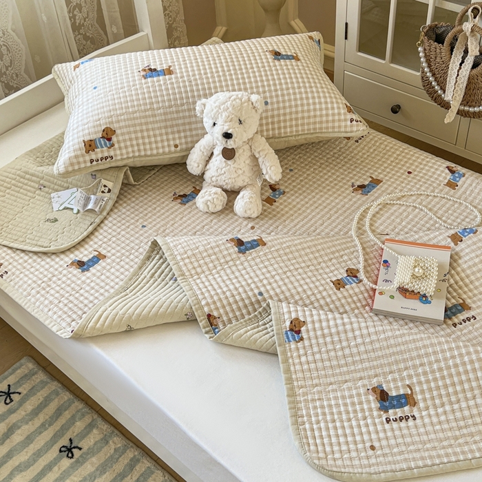 91家纺网 家纺一手货源 找家纺 舒居家纺 2025新款学生高温酵素砂洗双面全棉纯棉床盖 俏皮狗