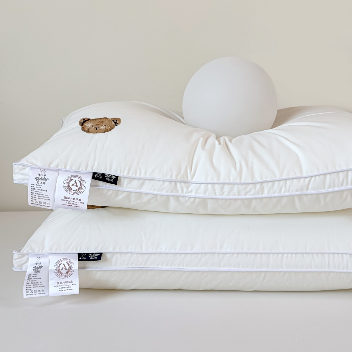 91家纺网 家纺一手货源 找家纺 （总）泰迪爱兰Teddy  2025新款全棉立体压边款3D 大片羽丝绒 枕芯