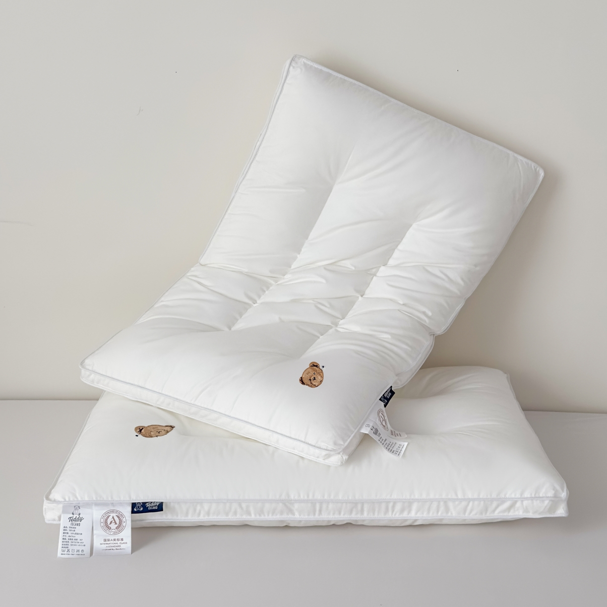 泰迪爱兰Teddy  2026新款全棉立体压边款3D 大片羽丝绒 枕芯 中枕  750g