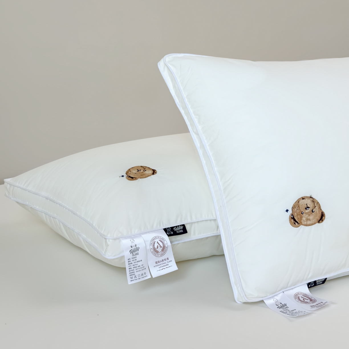 泰迪爱兰Teddy  2026新款全棉立体压边款3D 大片羽丝绒 枕芯 高枕  850g