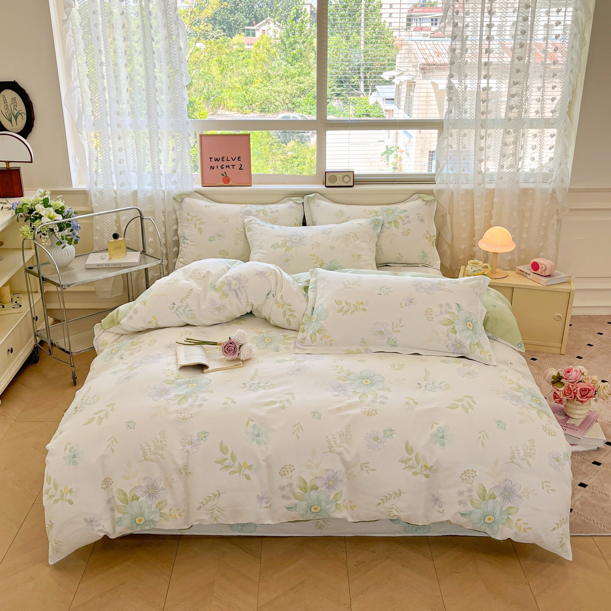 91家纺网 家纺一手货源 找家纺 花梦欣 2025新款全棉印花单品系列-四件套 蝶舞恋曲