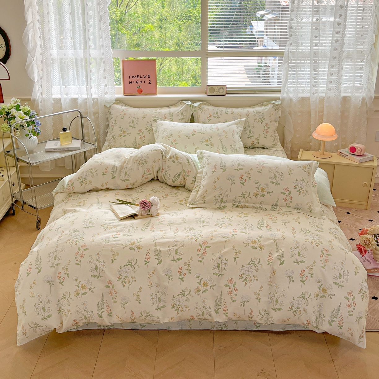 91家纺网 家纺一手货源 找家纺 花梦欣 2025新款全棉印花单品系列-四件套 暖樱之舞