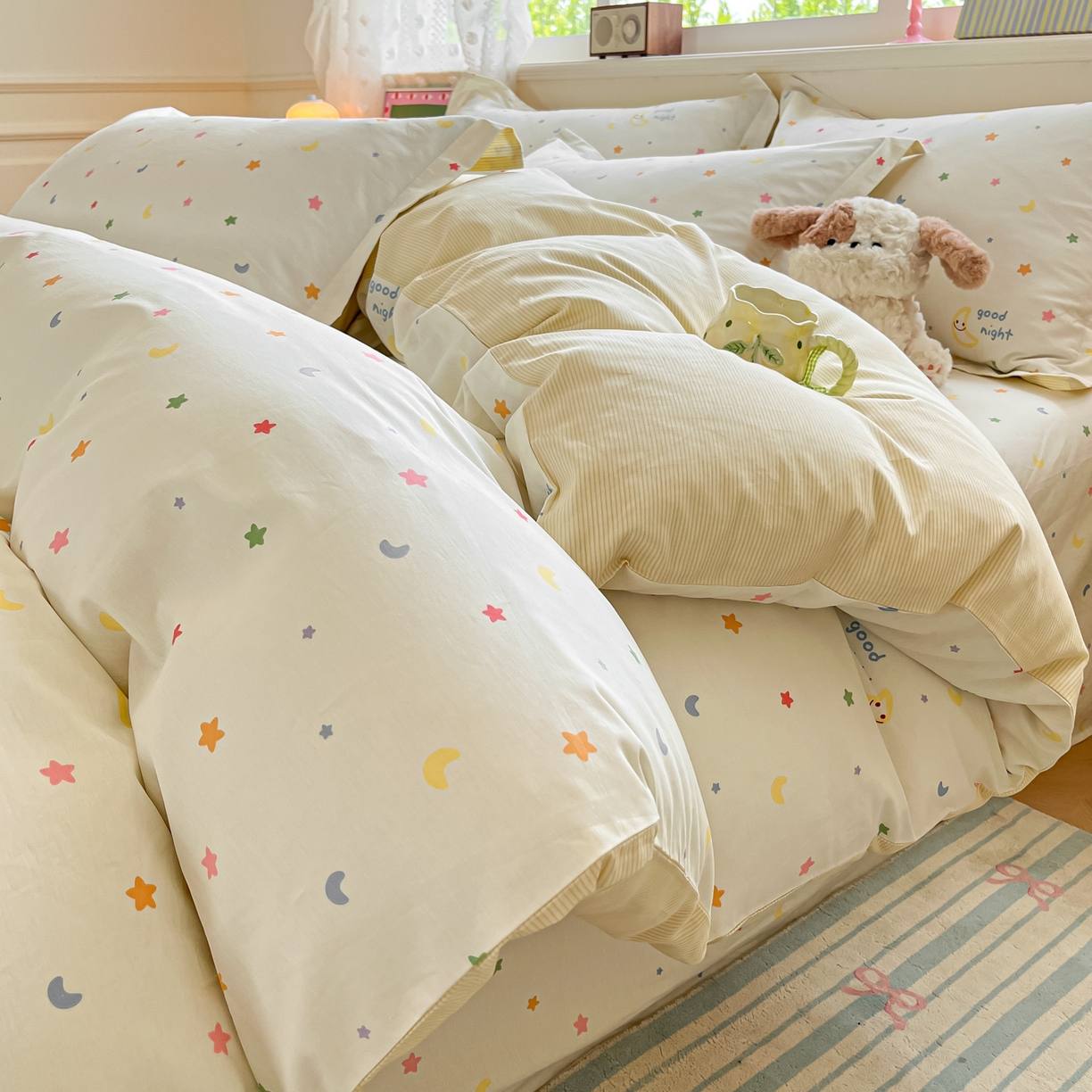 91家纺网 家纺一手货源 找家纺 花梦欣 2025新款全棉印花单品系列-单被套 繁星