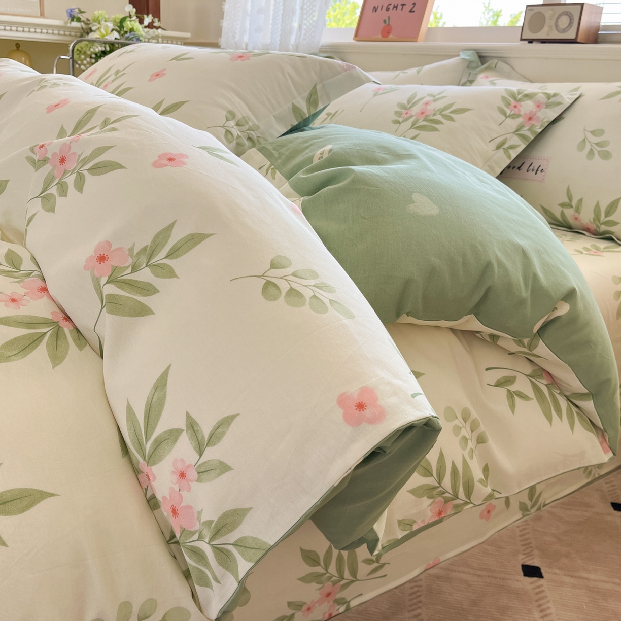 91家纺网 家纺一手货源 找家纺 花梦欣 2025新款全棉印花单品系列-单被套 扶绿花园