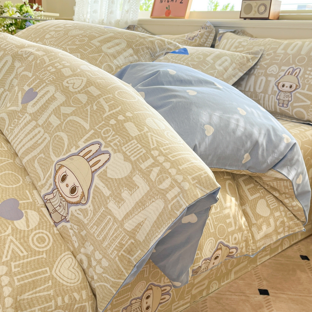 91家纺网 家纺一手货源 找家纺 花梦欣 2025新款全棉印花单品系列-单被套 拉布兔兔