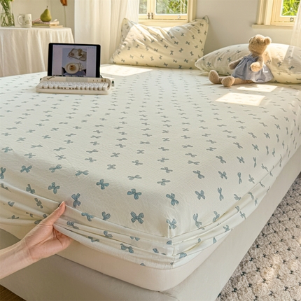 91家纺网 家纺一手货源 找家纺 （总）多品家纺 2025新款超柔云感双层纱水洗棉单品床笠