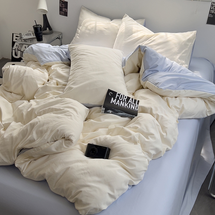 91家纺网 家纺一手货源 找家纺 思诺羽床笠 2025新款水洗棉四件套 海盐可可白