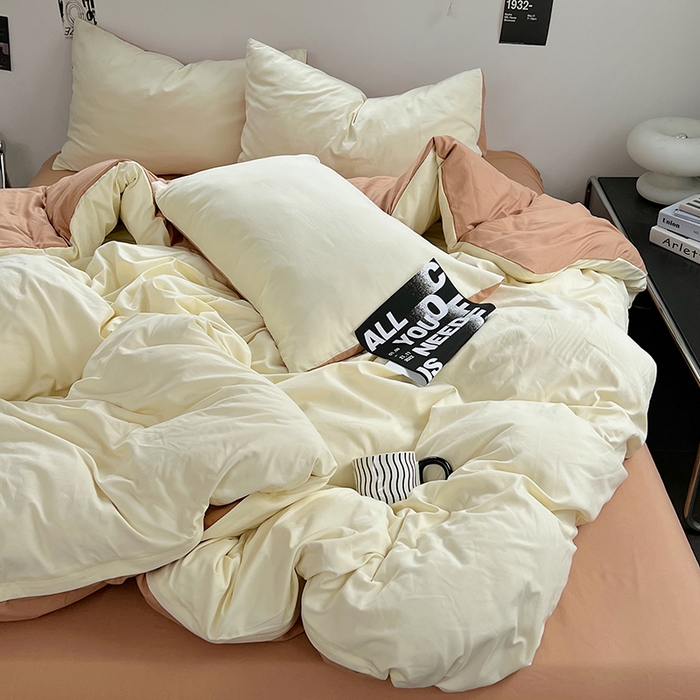 91家纺网 家纺一手货源 找家纺 思诺羽床笠 2025新款水洗棉四件套 焦糖布丁