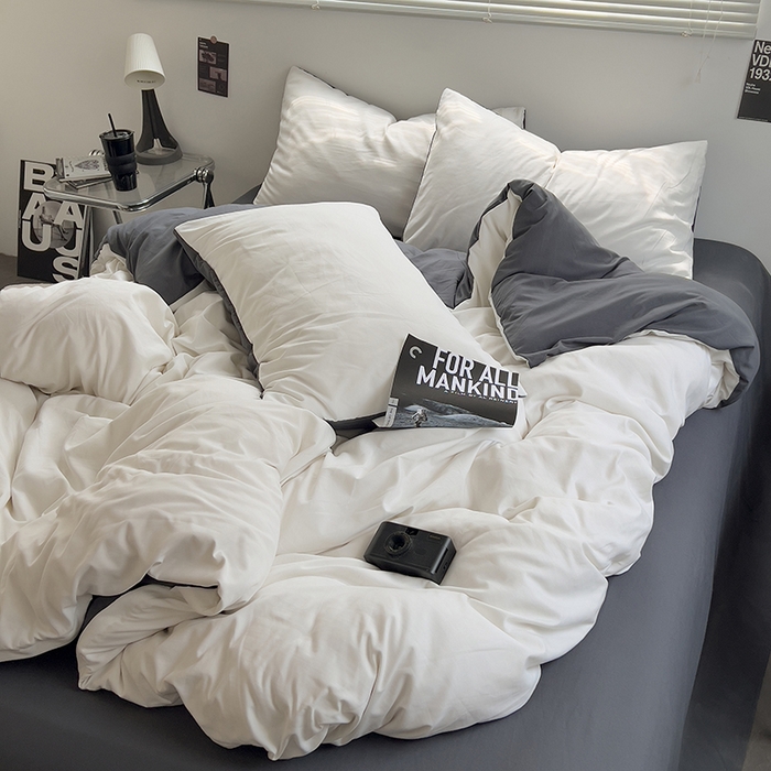 91家纺网 家纺一手货源 找家纺 思诺羽床笠 2025新款水洗棉四件套 奶油椰子灰