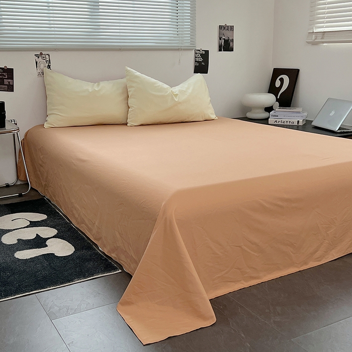 91家纺网 家纺一手货源 找家纺 思诺羽床笠 2025新款水洗棉四件套 焦糖布丁