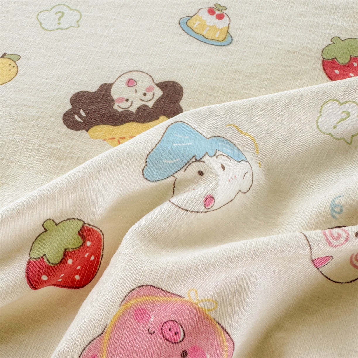 91家纺网 家纺一手货源 找家纺 多品家纺 2025新款超柔云感双层纱水洗棉单品床笠 魔法新新