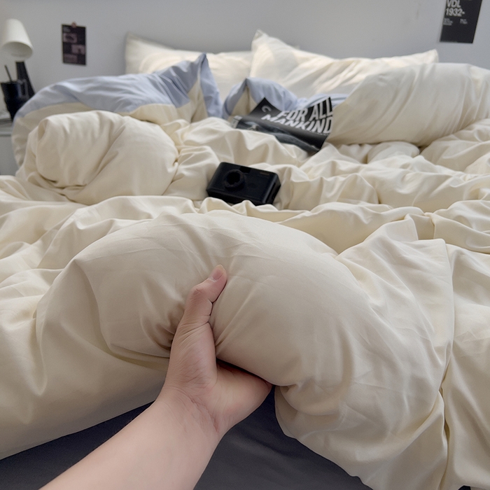 91家纺网 家纺一手货源 找家纺 思诺羽床笠 2025新款水洗棉四件套 海盐可可白