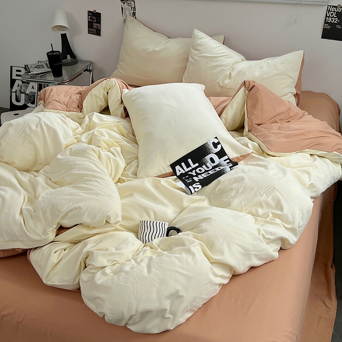 91家纺网 家纺一手货源 找家纺 思诺羽床笠 2025新款水洗棉四件套 焦糖布丁