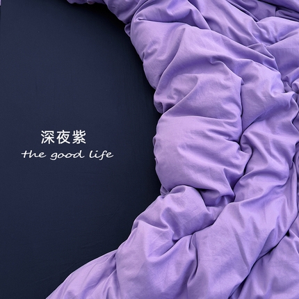 思诺羽床笠 2025新款水洗棉四件套 深夜紫