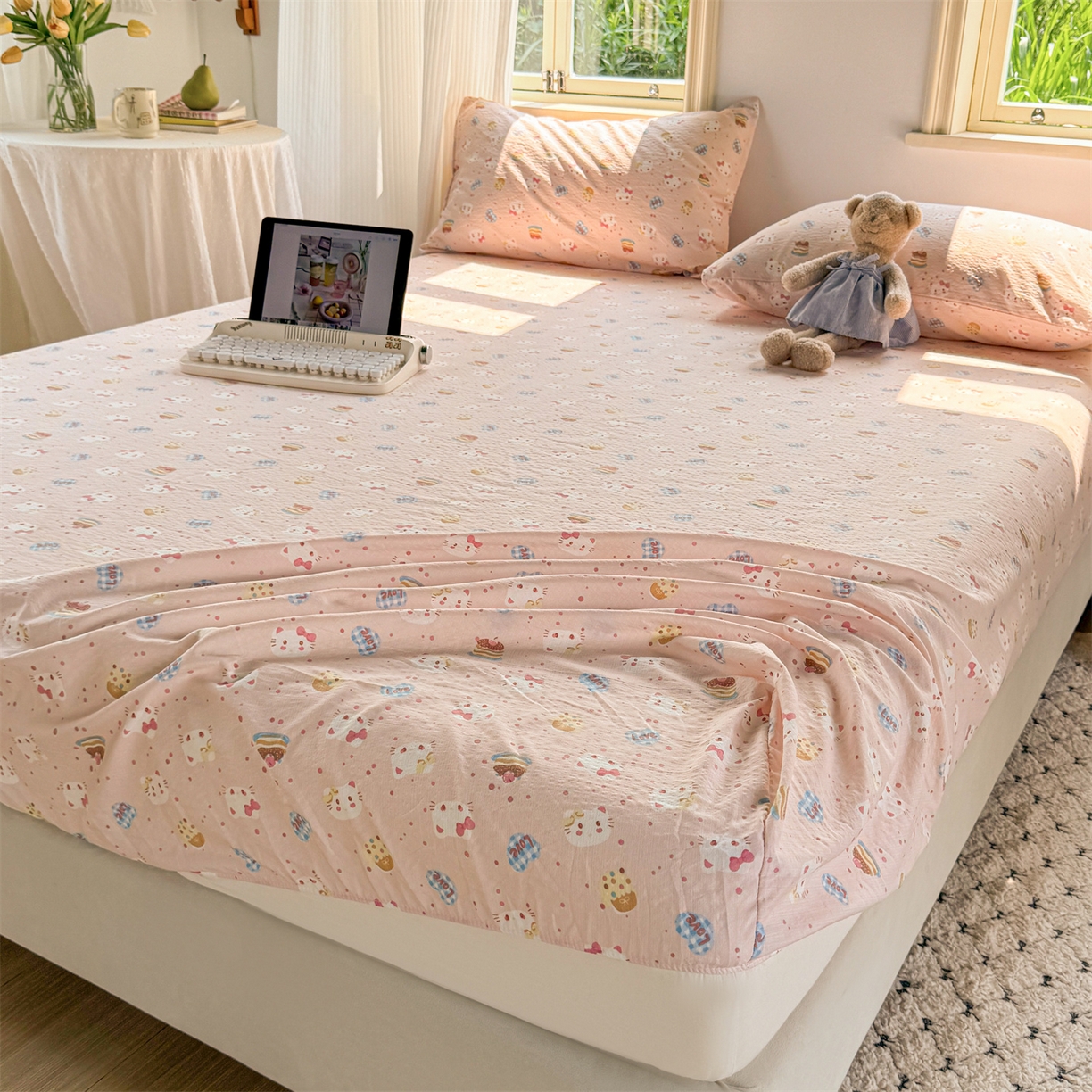 91家纺网 家纺一手货源 找家纺 （总）多品家纺 2025新款超柔云感双层纱水洗棉单品床笠