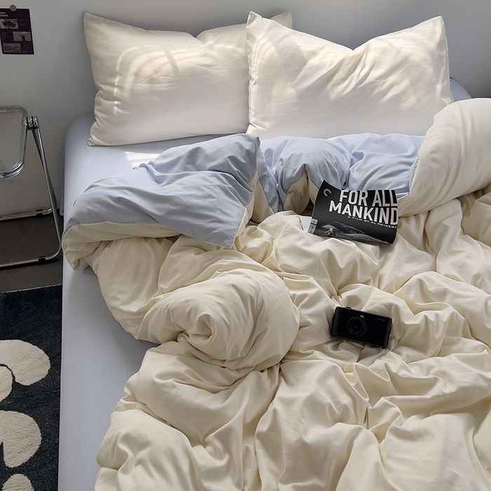 91家纺网 家纺一手货源 找家纺 思诺羽床笠 2025新款水洗棉四件套 海盐可可白