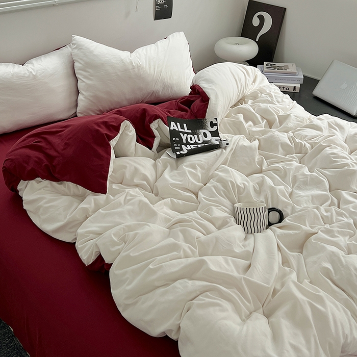 91家纺网 家纺一手货源 找家纺 思诺羽床笠 2025新款水洗棉四件套 树莓奶白