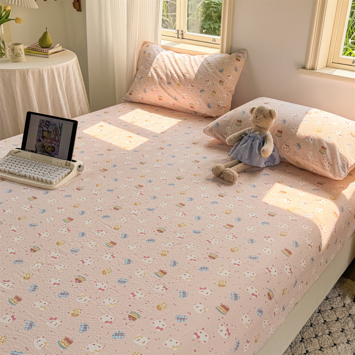 91家纺网 家纺一手货源 找家纺 （总）多品家纺 2025新款超柔云感双层纱水洗棉单品床笠