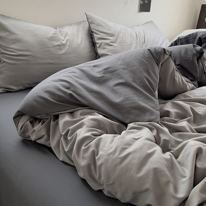 91家纺网 家纺一手货源 找家纺 思诺羽床笠 2025新款水洗棉四件套 雾霾灰