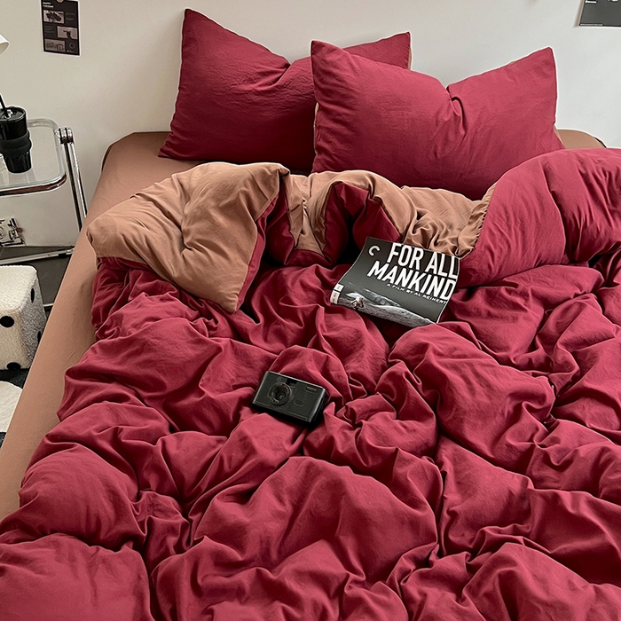 91家纺网 家纺一手货源 找家纺 思诺羽床笠 2025新款水洗棉四件套 莓莓巧芯