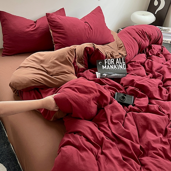 91家纺网 家纺一手货源 找家纺 思诺羽床笠 2025新款水洗棉四件套 莓莓巧芯