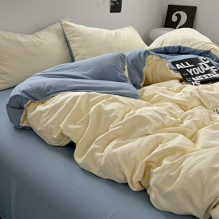 91家纺网 家纺一手货源 找家纺 思诺羽床笠 2025新款水洗棉四件套 芝士海盐