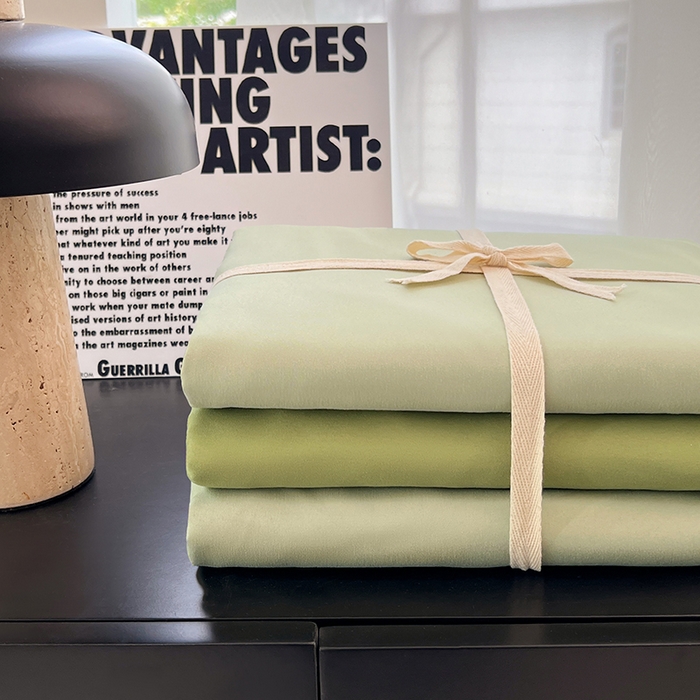 91家纺网 家纺一手货源 找家纺 思诺羽床笠 2025新款水洗棉四件套 抹茶奶盖