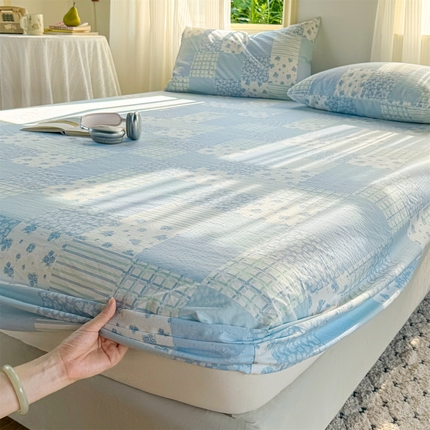 多品家纺 2025新款超柔云感双层纱水洗棉单品床笠 兰花园