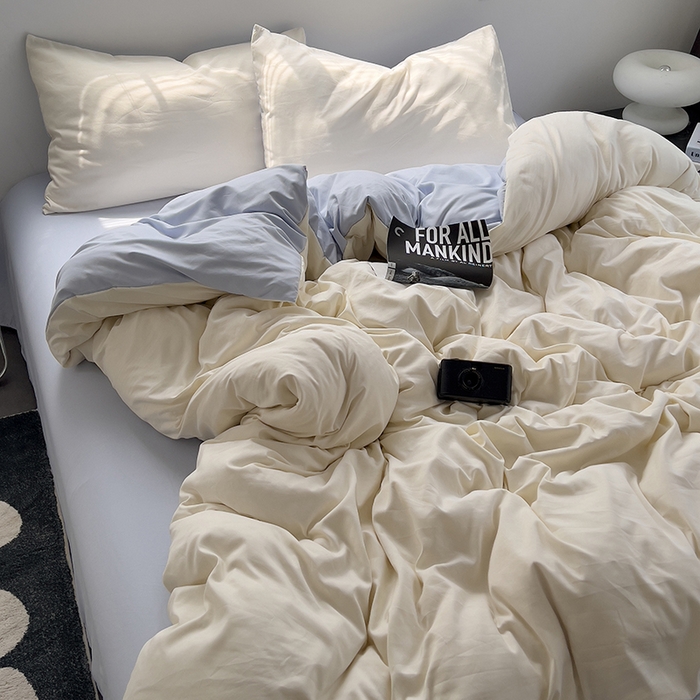 91家纺网 家纺一手货源 找家纺 思诺羽床笠 2025新款水洗棉四件套 海盐可可白