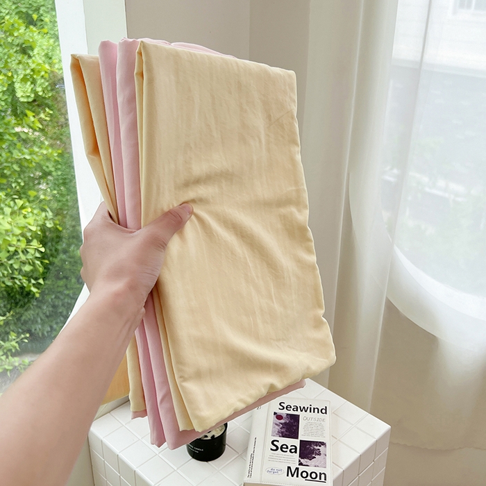 91家纺网 家纺一手货源 找家纺 思诺羽床笠 2025新款水洗棉四件套 薰衣草淡黄